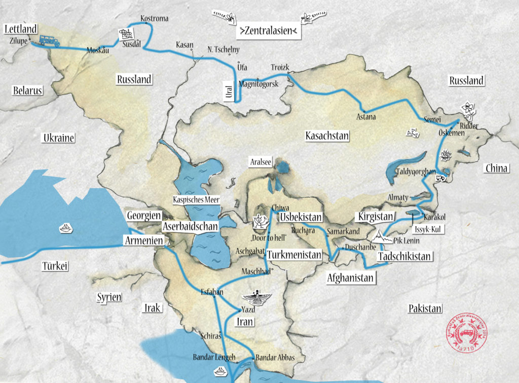Reiseroute Frau Scherer Zentralasien